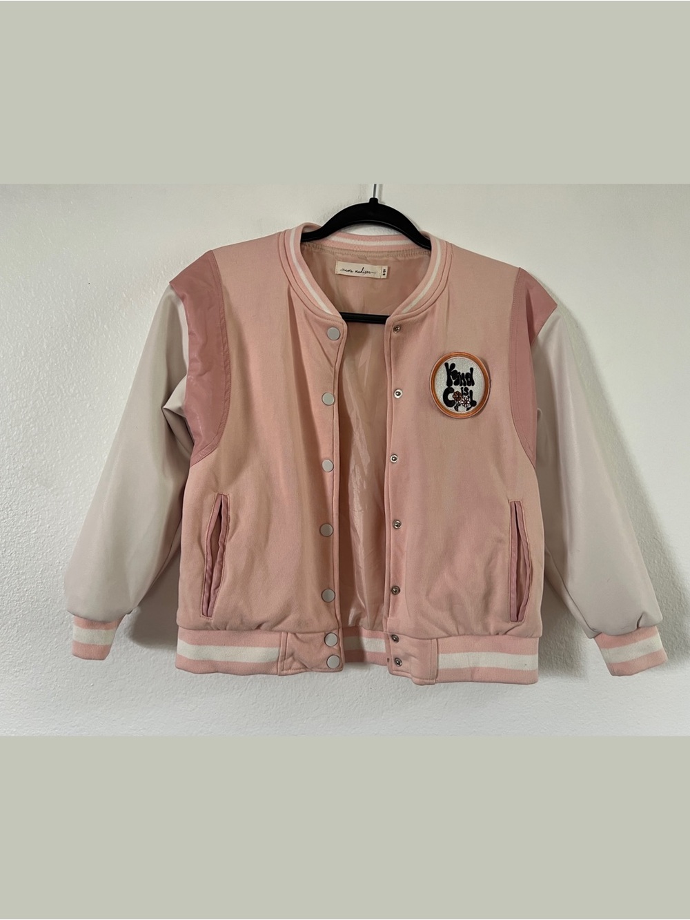 Nora Madison Designs Girls' Pink Varsity Jacket
